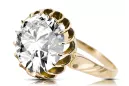 خاتم Zircon 8 كارت من الذهب الأصفر أسلوب فينتاج vrc035x-zi Art Deco أسلوب سوفيتي روسي اتحاد الجمهوريات السوفيتية